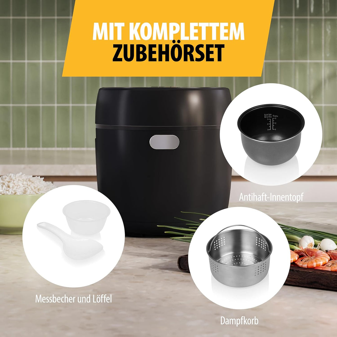 Tristar Digitaler Reiskocher mit Low-Carb-Funktion, 8 Automatikprogramme, 0,6 L Reis Kapazität, Digi