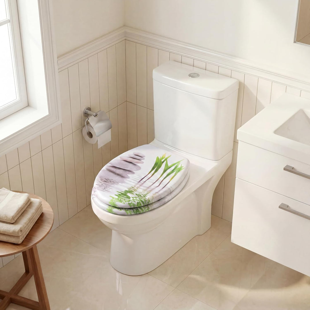 WOLTU WC Sitz mit Absenkautomatik,Toilettensitz Motiv, Toilettendeckel aus Duroplast, Stable Klodeck