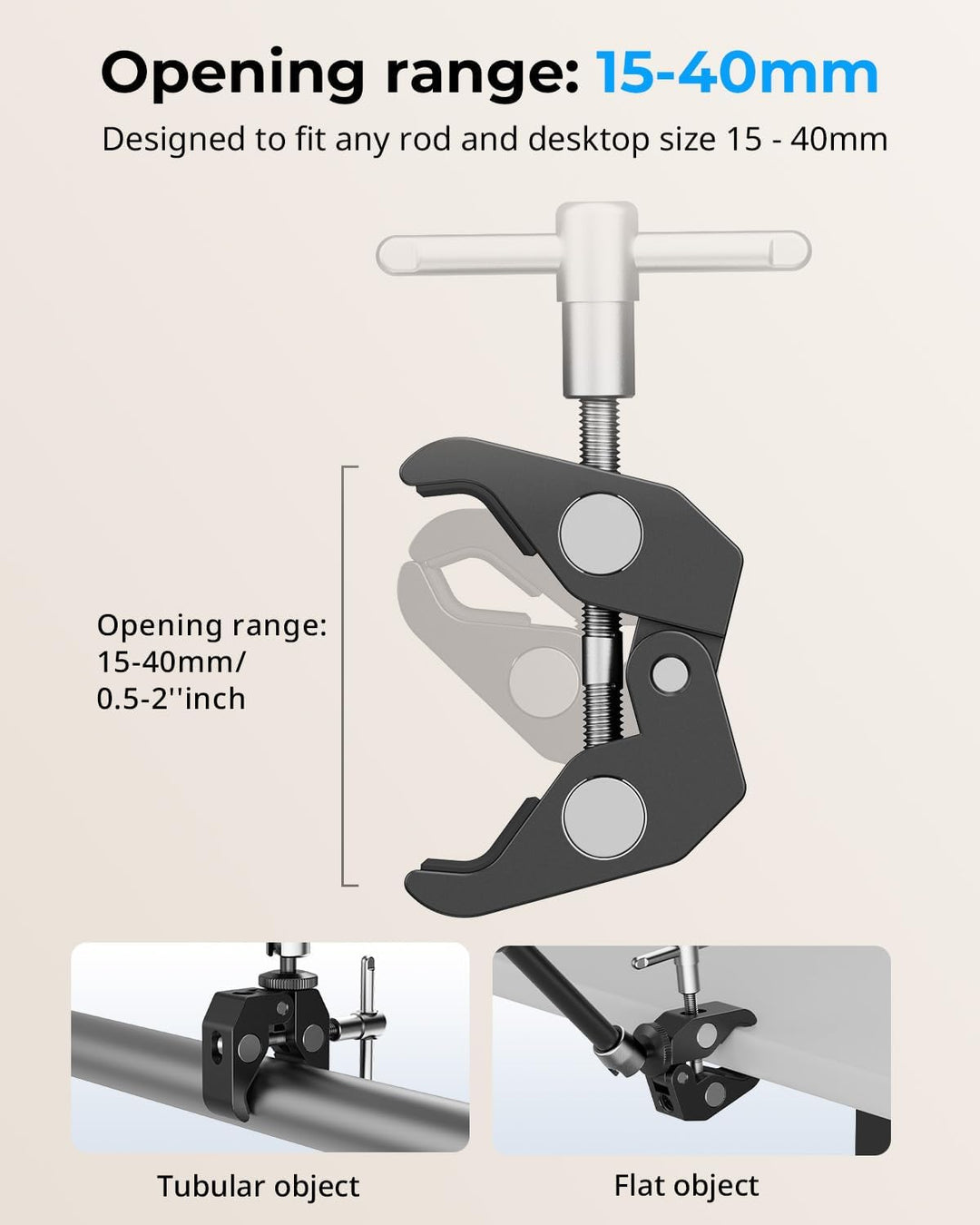 SmallRig Klemme mit 0,64 cm und 0,95 cm Gewinde und 24,8 cm verstellbarer Reibungsarm; Magischer Arm