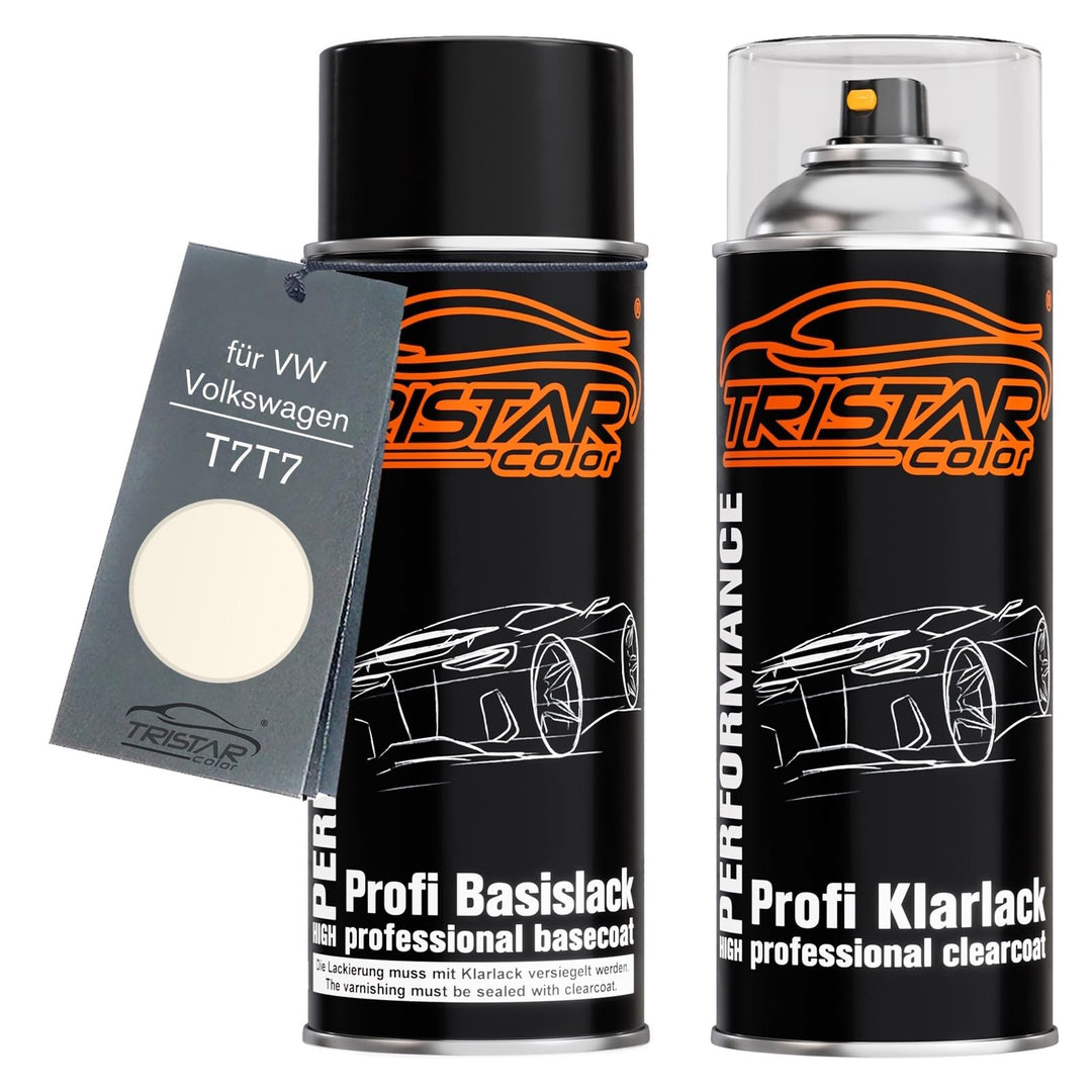 TRISTARcolor Autolack Spraydose für VW/Volkswagen T7T7 Weiss + Klarlack | Set aus Basislack + Klarla