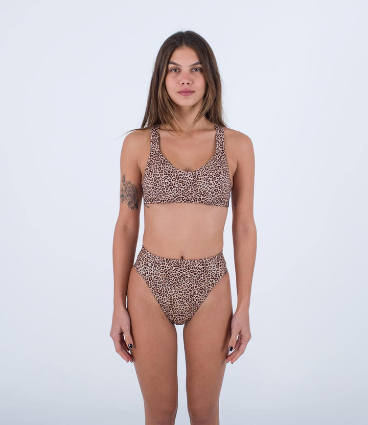 Hurley Damen Max Leopard Cross Back Top Bikinioberteil S Brown Sugar, S Brown Sugar