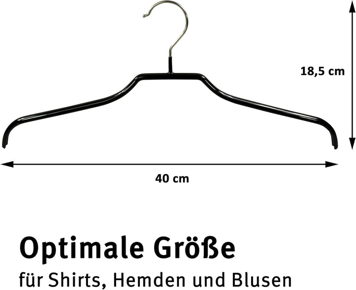 25 x Kleiderbügel aus Metall, Rutschfester Platzspar-Bügel, schwarz Gummi-beschichtet 25er Set, 25er
