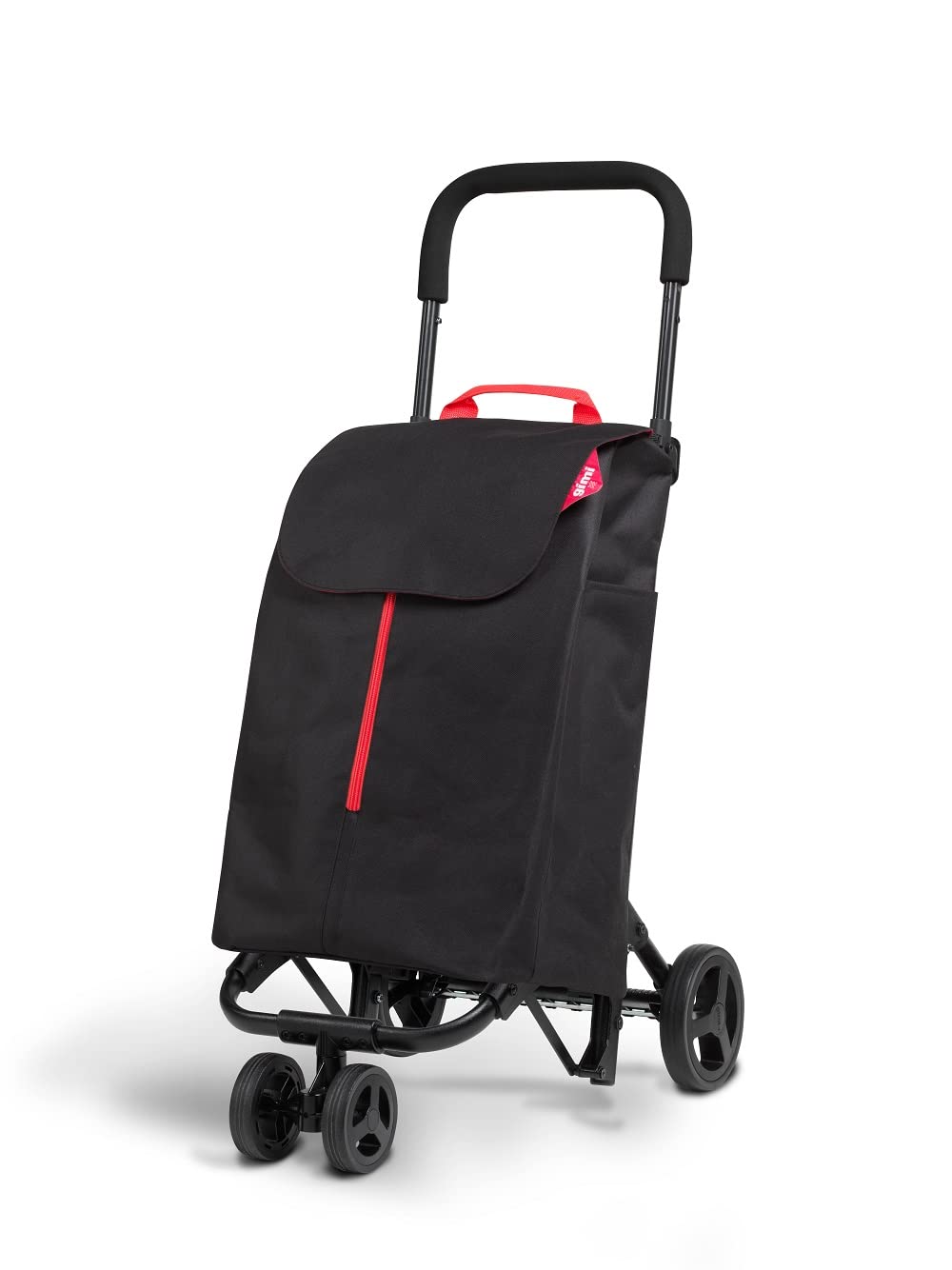 Gimi 102730 Einkaufswagen New Twin 4 Räder; Tasche aus Polyester mit Kordelzugverschluss, 4 Räder er
