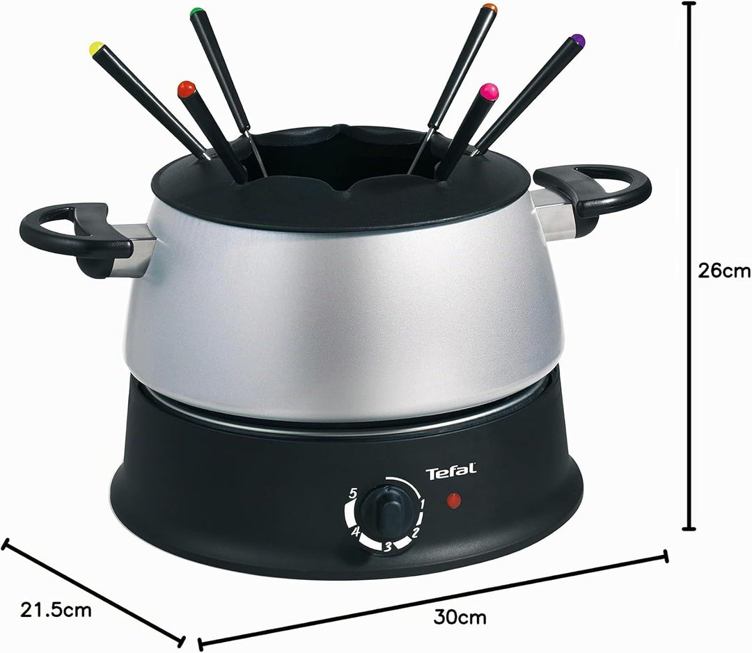 Tefal EF3000 Base Ronde Fondue | 1,200 Watt | mit sechs Gabeln | Für jede Fondueart: Öl, Käse, Schok