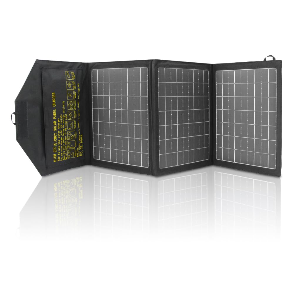 21W Faltbares Solar Ladegerät Tragbar Solarpanel wasserdicht, mit Zwei USB-Anschlüssen, für Camping,