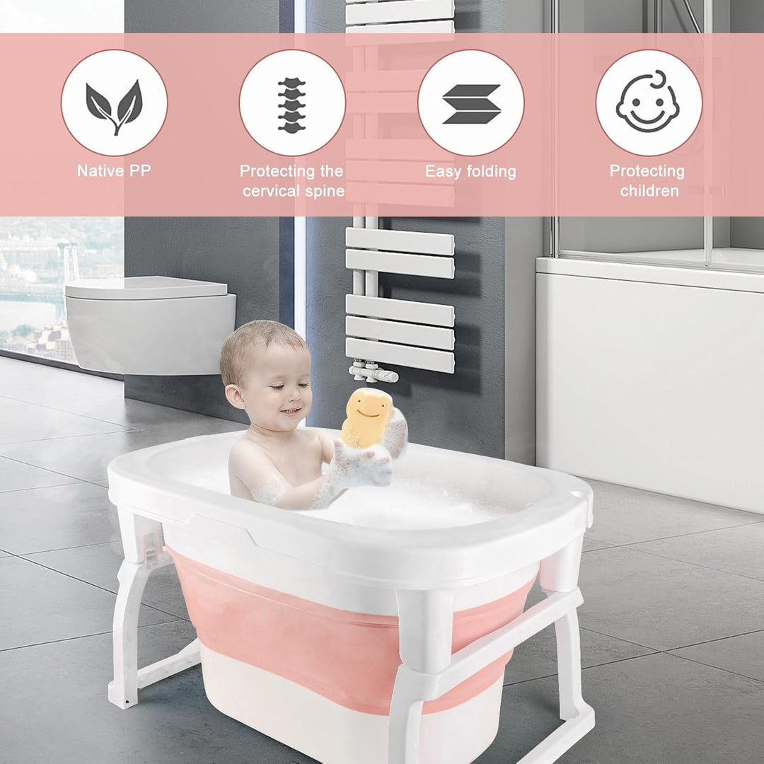 Faltbare Badewanne für Kinder, tragbar, faltbar, Badewanne mit Halterung für Neugeborene, Badewanne