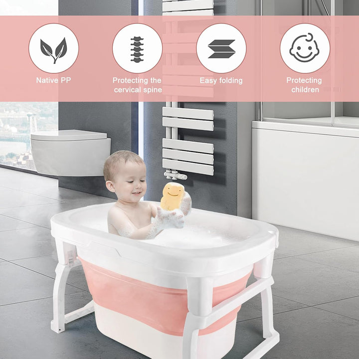 Faltbare Badewanne für Kinder, tragbar, faltbar, Badewanne mit Halterung für Neugeborene, Badewanne