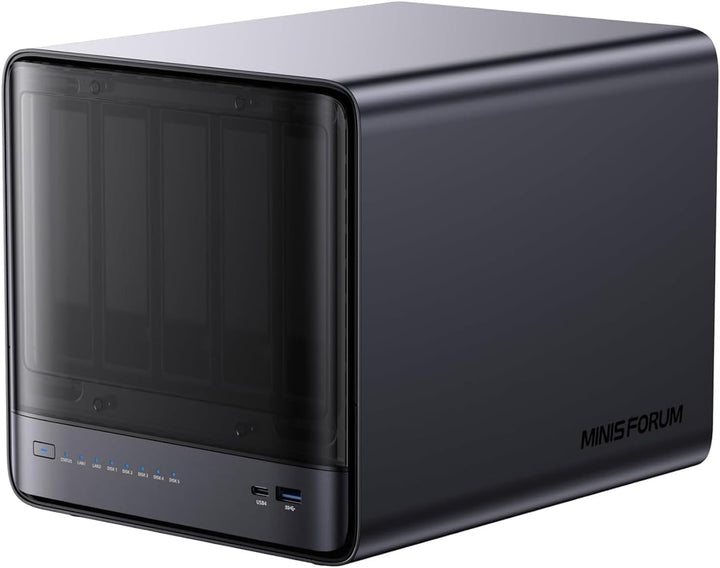 MINIS FORUM N5 Pro Desktop-NAS mit 5 Einschüben, AMD Ryzen AI 9 HX PRO 370 (12C/24T), 16 GB DDR5, 12
