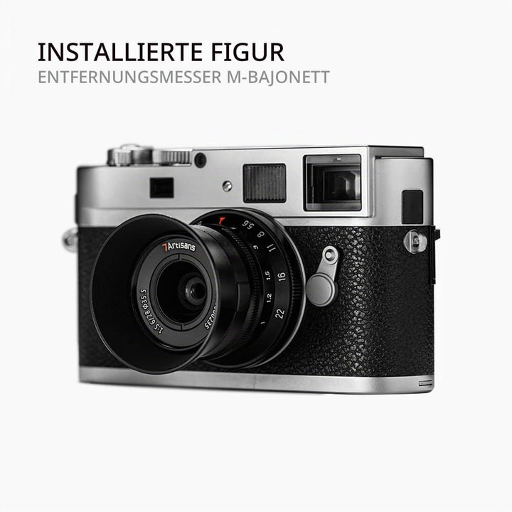 7artisans M28mm F5.6 Vollbild-Objektiv mit manueller Fokus, Prime Kamera mit Gegenlichtblende für Le
