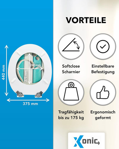 Xonic Design WC-Sitz - Premium Klo-Deckel - Toilettensitz mit Absenkautomatik - hochwertige Klobrill