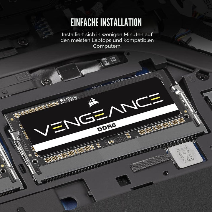 Corsair VENGEANCE SODIMM DDR5 RAM 8GB (1x8GB) 4800MHz CL40 Intel XMP iCUE Kompatibel Computer Speich