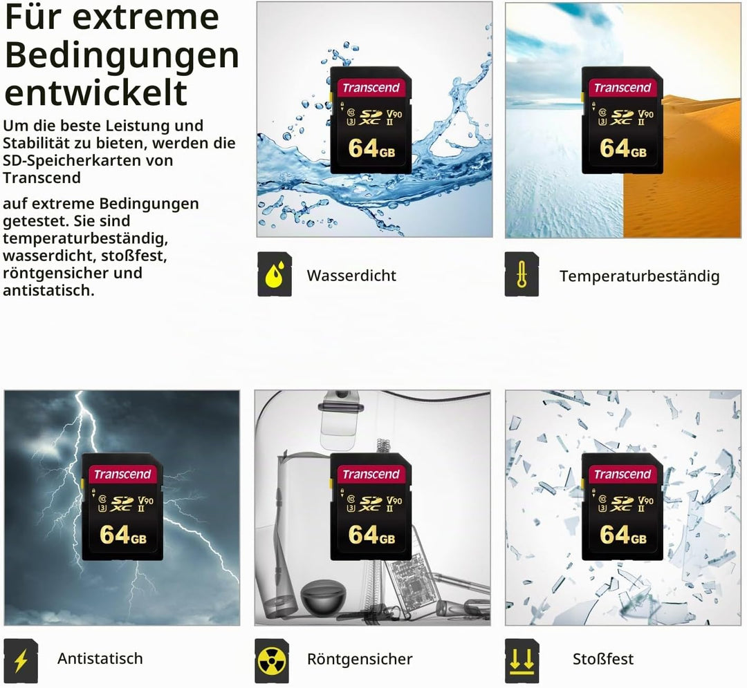 Transcend 64 GB SDXC/SDHC 700S Speicherkarte TS64GSDC700S / bis zu 285 MBs lesen und 180 MBs schreib