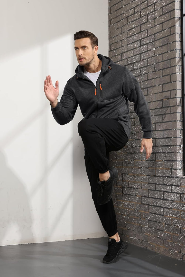 CTU Herren Hoodies Zip Up Langarm Fleece Sweatshirts Hoodies für Männer S-3XL S Dunkelgrau, S Dunkel
