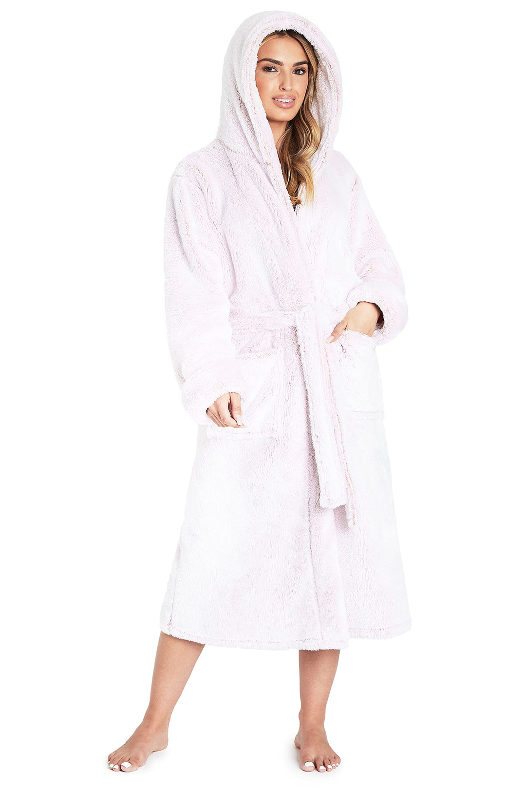 CityComfort Bademantel Damen Flauschig, Fleece Morgenmantel Damen Dressing Gown Women M Rosa Stock,