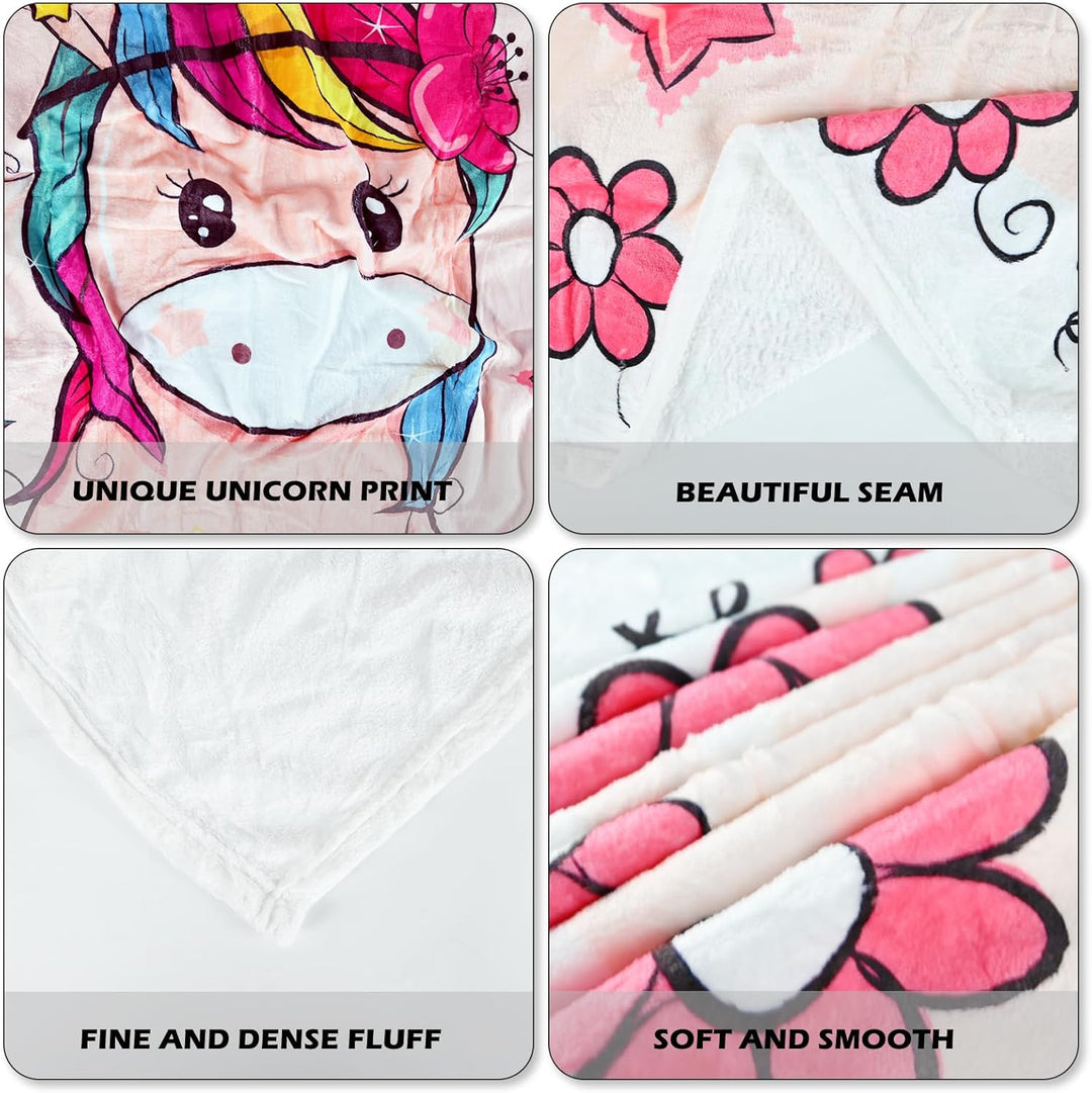Einhorn Decke Kuscheldecke Flanell Kinder Rosa Kuscheldecke für Mädchen, Weiche Wohndecke Geburtstag