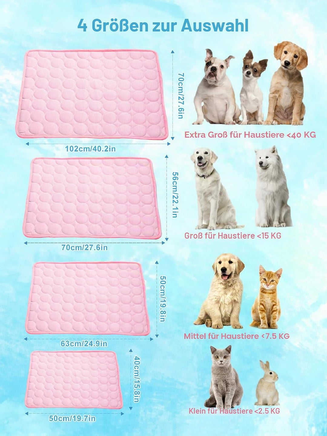 Pet Kühlmatte Cool Matte für Hunde ungiftig Ice Seide Material Hundematte Geben Ihrem Hund oder Katz