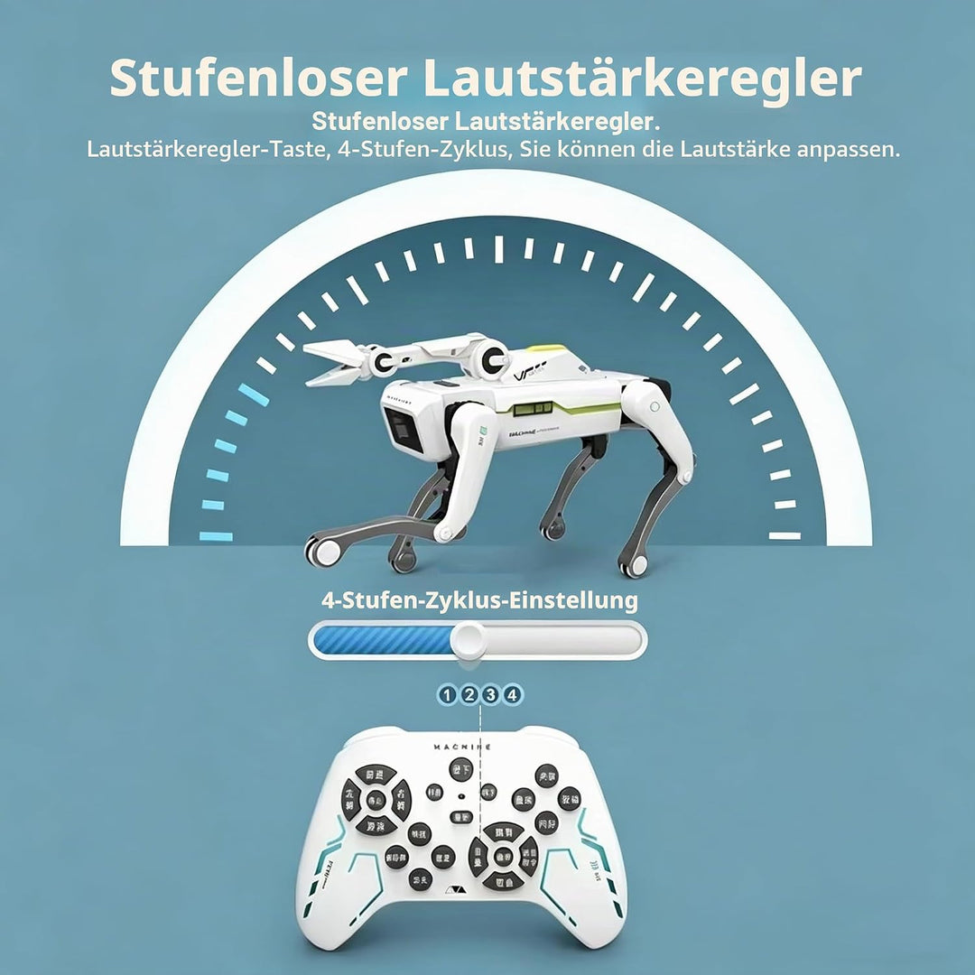 X-Verse 8008 RC Roboter Hund, Sprach und Interagieren mit Langarm Clip, Programmierbarer Tanz Musik