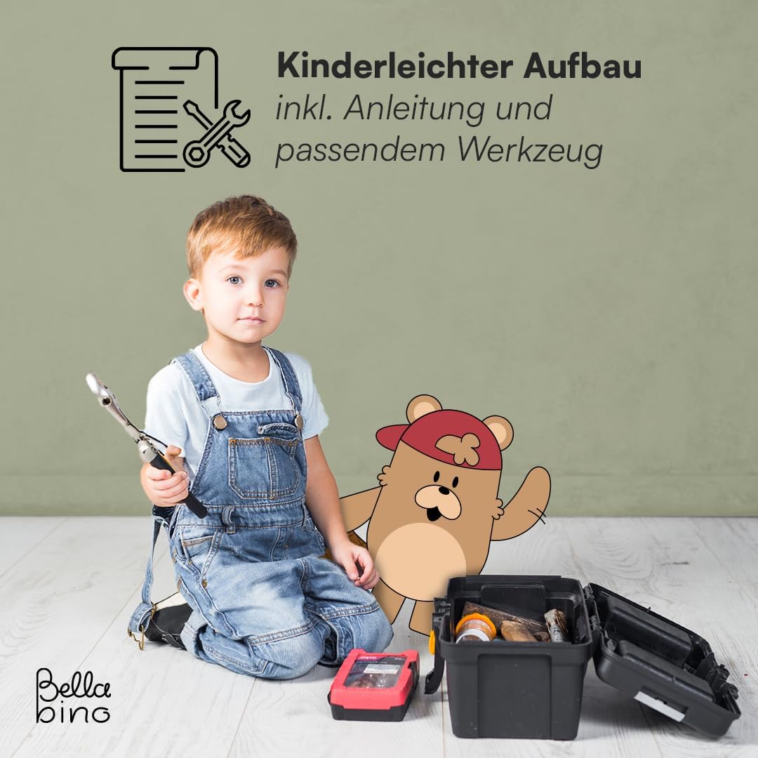 Bellabino Koro Bücherregal Kinder – Regal Kinderzimmer mit 3 Fächern für Bücher – Montessori Kinderr