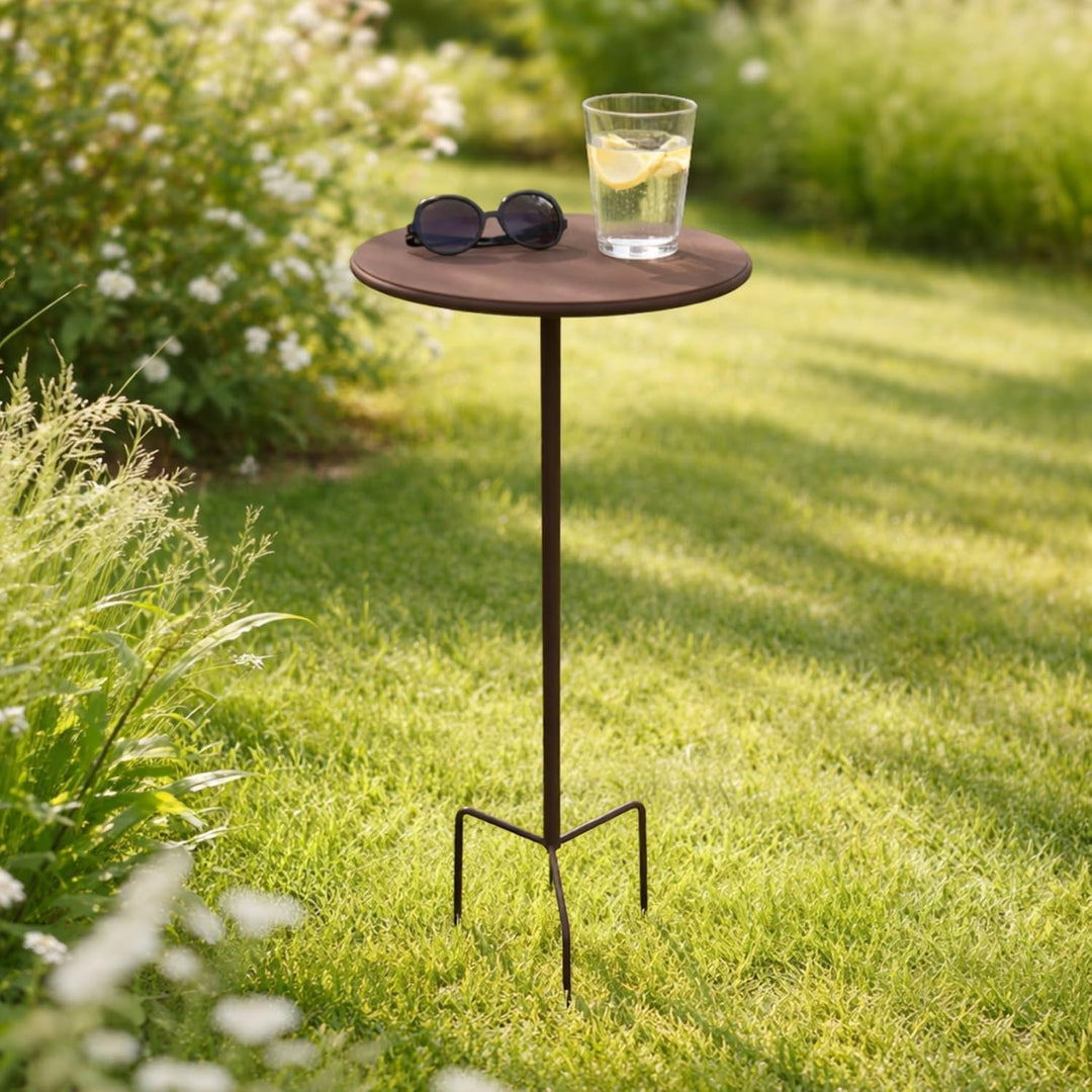 Bornhöft Gartenstecker Tisch Stecktisch für den Rasen Garten Gartenstecktisch Dekotisch Metall Rost