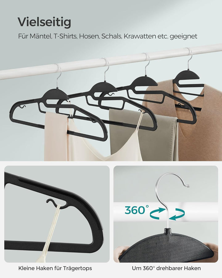 SONGMICS Kleiderbügel Kunststoff, 50er Set, Bügel mit U-förmiger Öffnung, rutschfest, platzsparend,