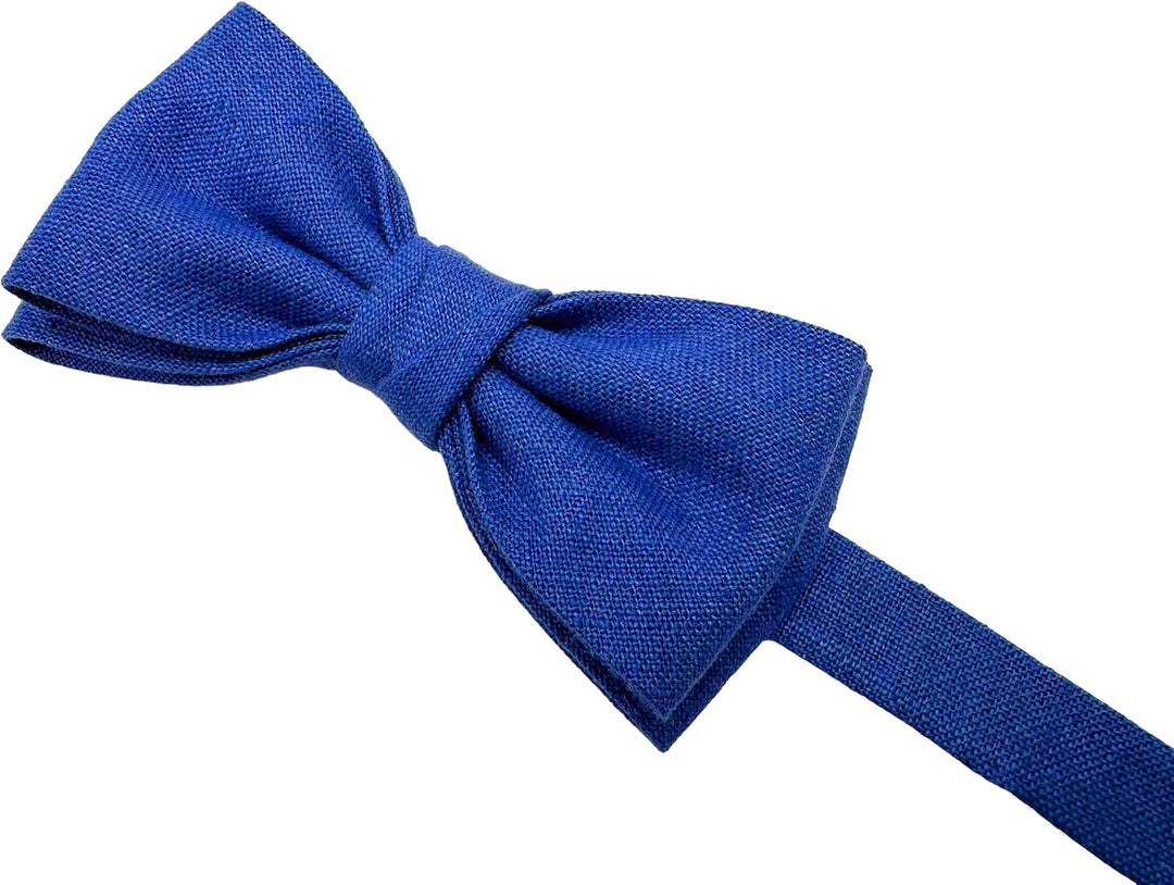 Leinen Accessoires SET: Fliege und Hosenträger Hosenträger mit Leder für Herren. Fliege Bereits gebu