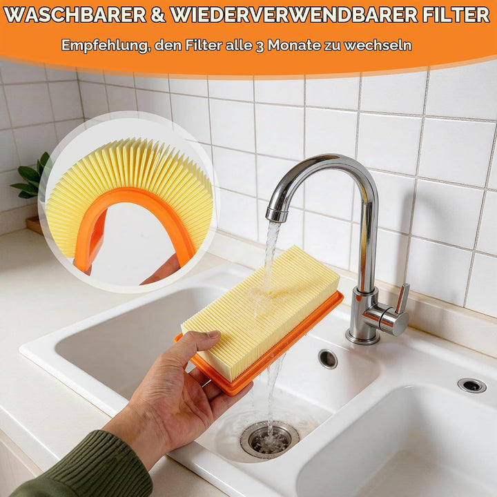 3 Stück Flachfaltenfilter KFI 7420 für Kärcher Asche- und Trockensauger AD 2, AD 2 Battery, AD 4 Pre