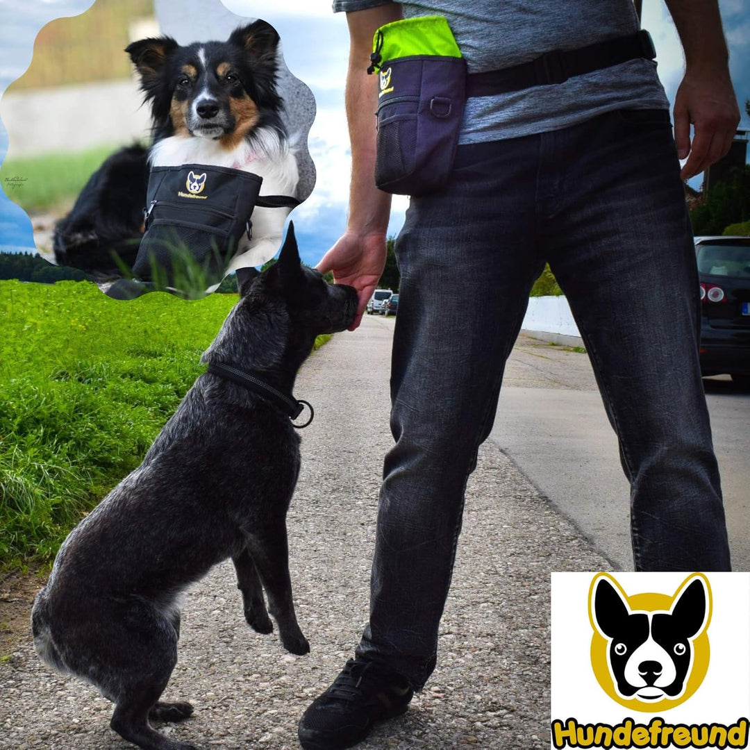 Hundefreund Grosser Futterbeutel für Hunde zum Hundetraining | 4 in 1 Futtertasche mit Bauchgurt, Gü