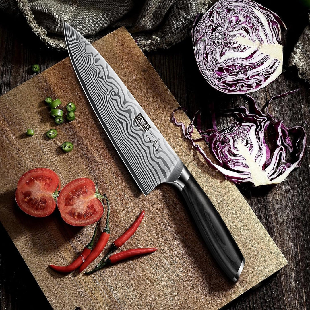 HOSHANHO Kochmesser Küchenmesser - 20 cm Extra Scharfe Messerklinge Chefmesser Profi Messer aus Hoch