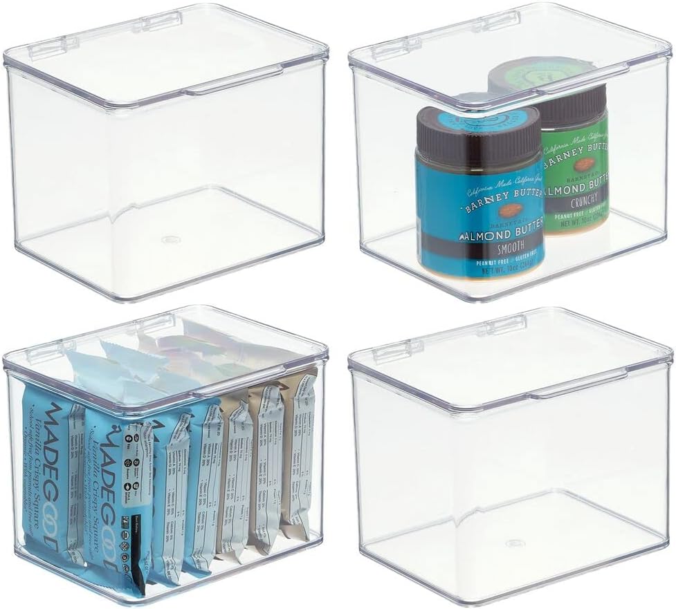 mDesign Küchen Organizer – stapelbare Vorratsdosen für Küchenregal und Vorratskammer – Kühlschrankbo