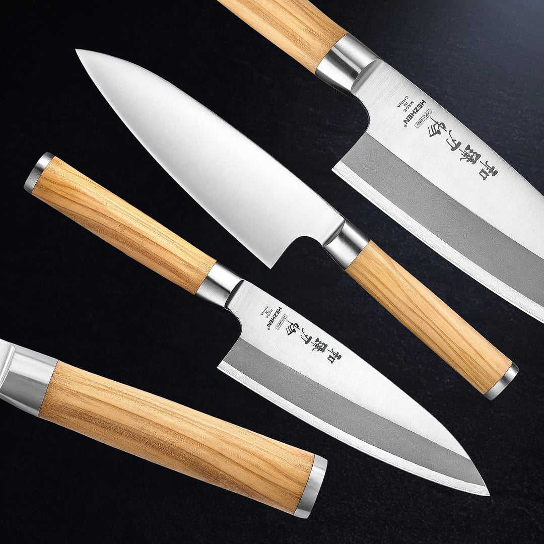 HEZHEN 18CM Deba Messer,Messer Asiatischer Art, Japanischer Stil Schmiedestahl Fische Lachs Filetier