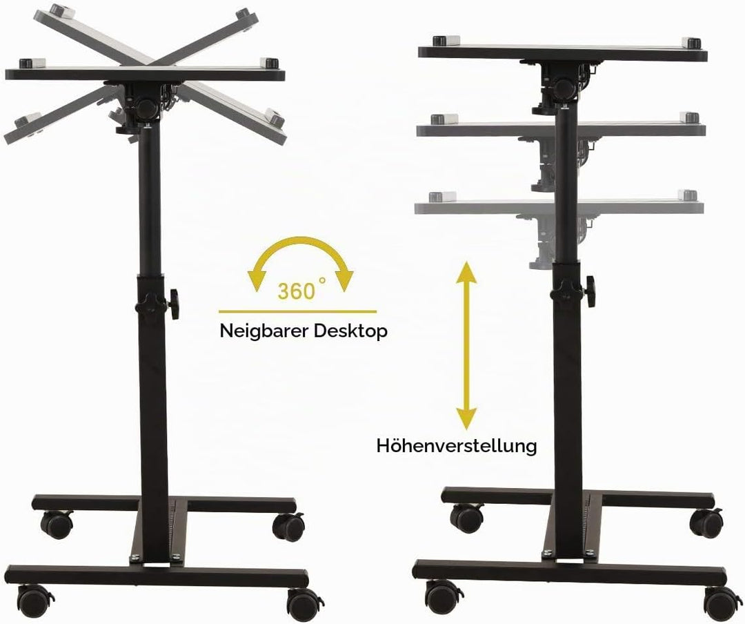 QQ-8A Rolling Laptop-Tischwagen schwarz, Schwarz