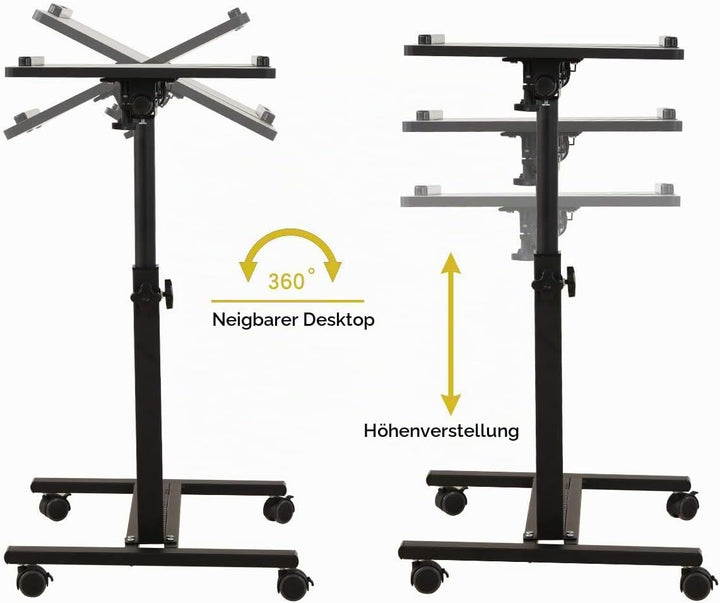 QQ-8A Rolling Laptop-Tischwagen schwarz, Schwarz