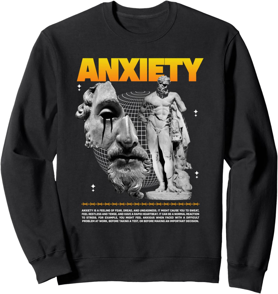 Anxiety - Worry - Fear - Sad Aesthetic Edgy Streetwear Sweatshirt