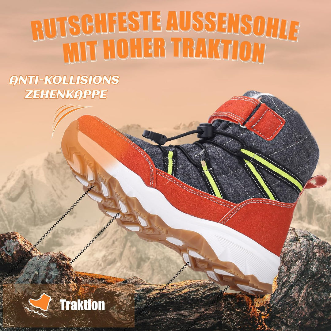 visionreast Winterstiefel Mädchen Winterschuhe Kinder Junge Wanderschuhe mit Wollfutter Schneestiefe