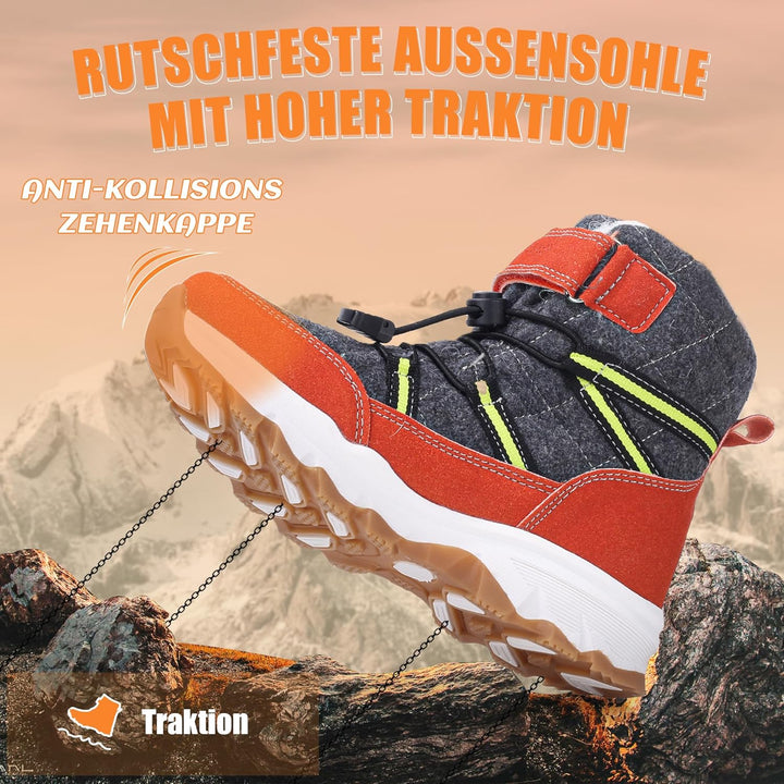 visionreast Winterstiefel Mädchen Winterschuhe Kinder Junge Wanderschuhe mit Wollfutter Schneestiefe