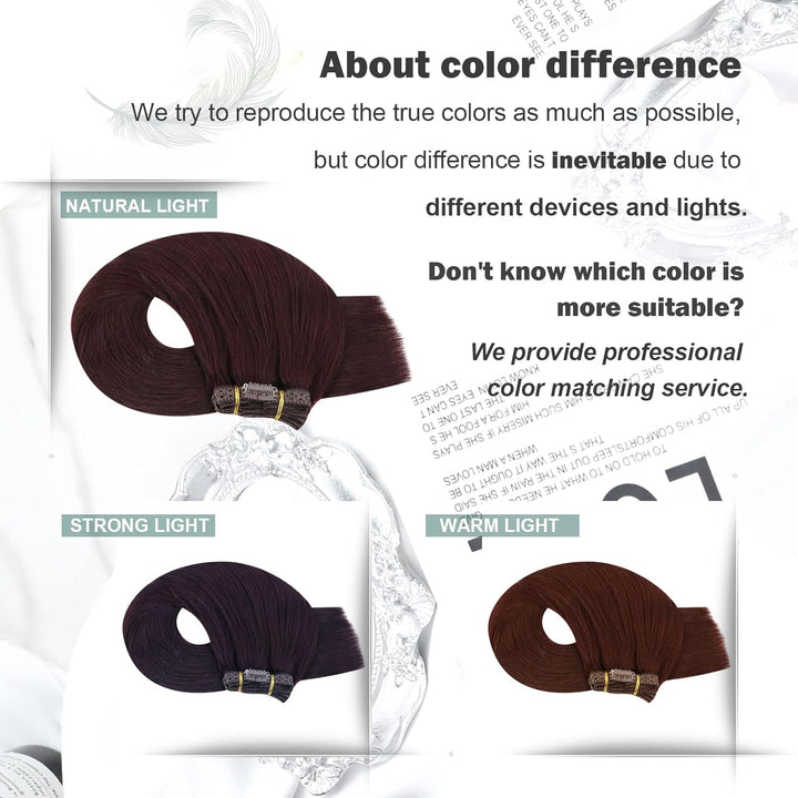 Moresoo Clip Extensions Echthaar Clip in Extensions Rot Doppelt Tressen Haarverlängerung Echthaar Cl