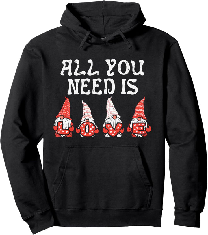 Love Nordic Gnomes Cute Valentines Day Tomte Women Her Gift Pullover Hoodie