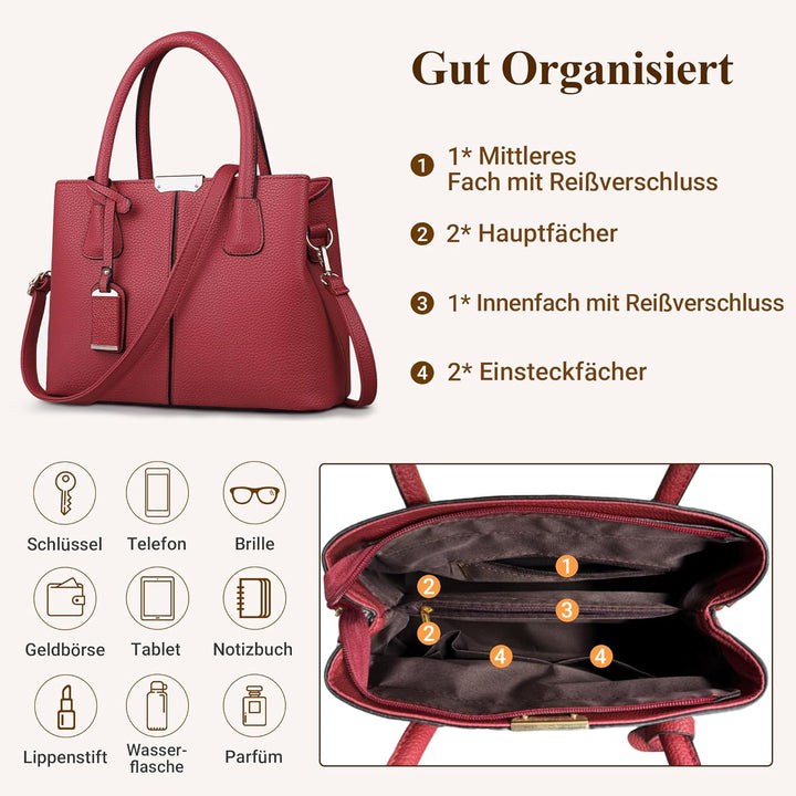 DIRRONA Elegant Damen Handtasche Schultertasche Gross Kapazität Umhängetasche Beiläufig Reise Tasche
