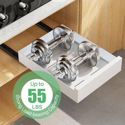SAYZH Telescopic Drawer, Extendable Pull Out Cabinet Organiser, Metal Slide Out Drawer Storage Shelv