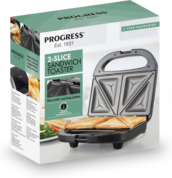 Progress EK5851P 2-Scheiben Sandwichtoaster – Elektrische Toastie Maker, Doppel Snack Maker, Antihaf