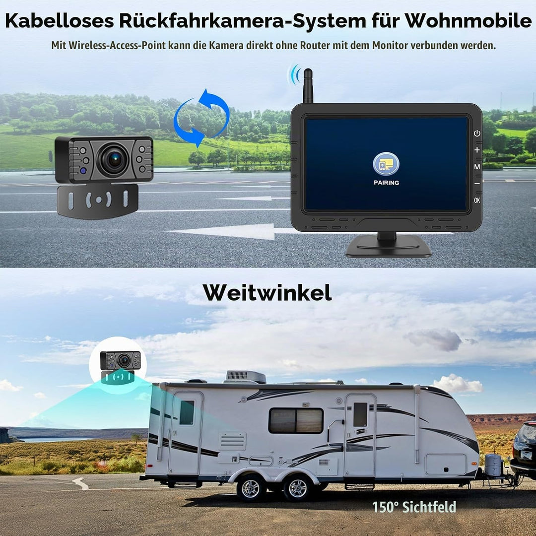 AHD Wireless Rarückfahrkamera mit 4,3 Zoll Wireless Übertragung IP68 Wasserdicht, Nachtsicht Weitwin