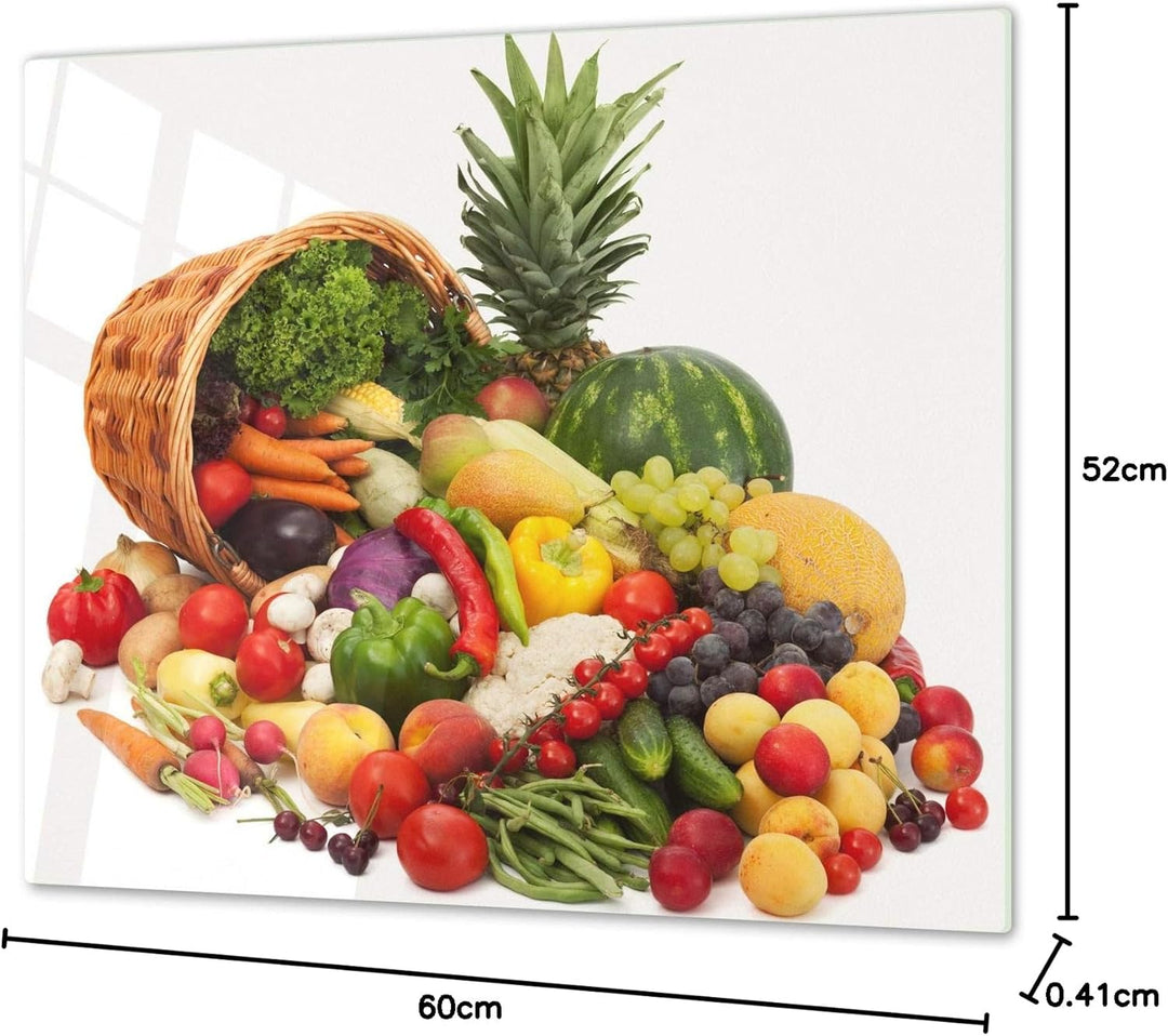 Küchenbrett aus Hartglas und Induktionskochplattenabdeckung – Schneideplatten SINGLE mit 60 x 52 cm