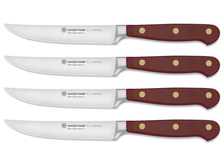 WÜSTHOF Classic Steakmesser-Satz mit 4 Messern, 12 cm, Tasty Sumac (Dunkel-Rot), Tasty Sumac