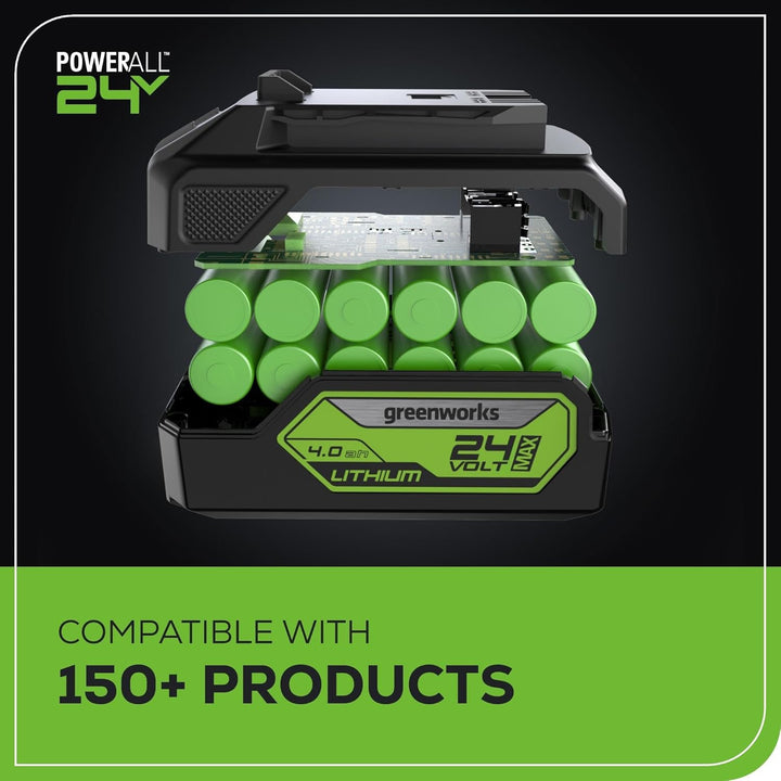 Greenworks GD24LT33K4 Akku Rasentrimmer & Kantenschneider mit Rad für mittelgrosse Gärten, 33cm Schn