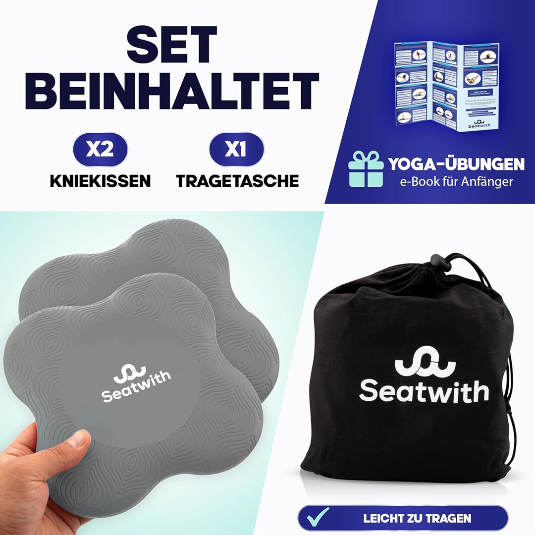 Yoga-Knie-Pad 2er Pack Kniekissen mit Transportbeutel+Trainingsanleitung PDF Maximale Entlastung und