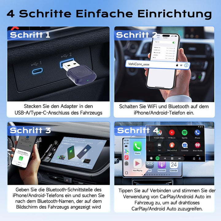 Carlinkit Mini Ultra Wireless CarPlay & Android Auto Adapter – Plug & Play-Dongle für iPhone & Andro