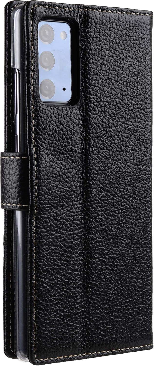STILGUT Talis kompatibel mit Samsung Galaxy Note 20 Hülle mit Kartenfach aus Leder, Wallet Case, Han