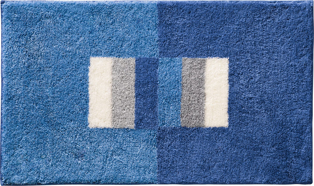 Erwin Müller Badematte Korfu, Badteppich rutschhemmend blau Grösse 90x90 cm - für Fussbodenheizung g