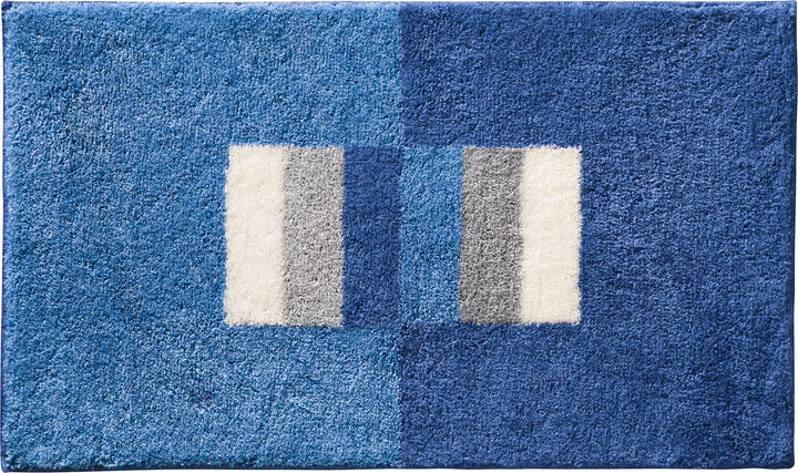 Erwin Müller Badematte Korfu, Badteppich rutschhemmend blau Grösse 90x90 cm - für Fussbodenheizung g