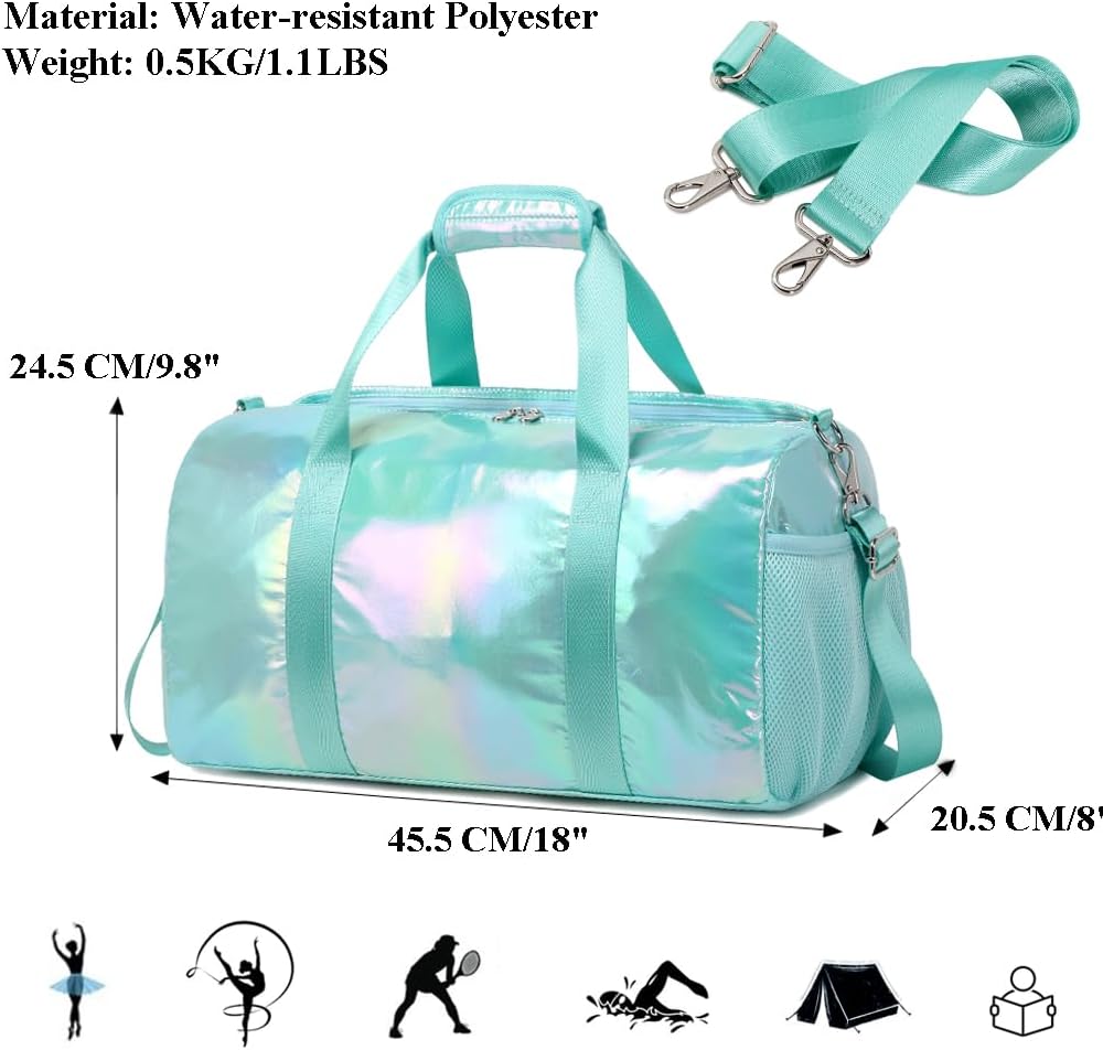Laser Sporttasche für Kinder Mädchen Reisetaschen Weekender Multifunktion Schulsporttasche Trainings